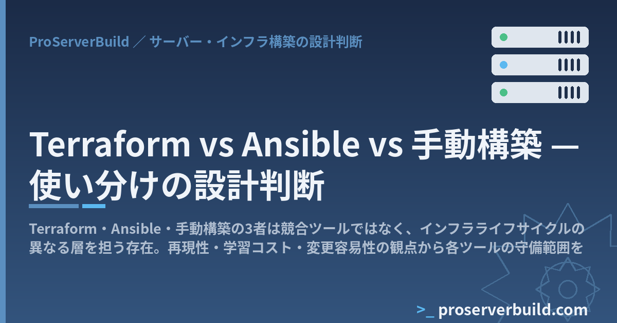Terraform vs Ansible vs 手動構築 — 使い分けの設計判断